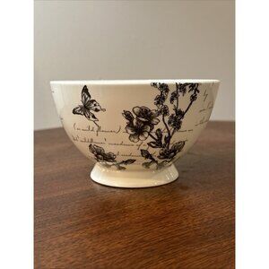 Portobello By Inspire Black & White Floral Butterfly Bone China Bowl